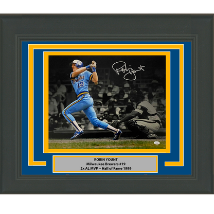 Framed Autographed/Signed Robin Yount Milwaukee Brewers 16x20 Baseball Photo JSA COA #2