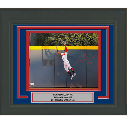 Framed Autographed/Signed Ronald Acuna Jr. Atlanta Braves 16x20 Baseball Photo JSA COA #4