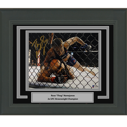 Framed Autographed/Signed Thug Rose Namajunas UFC MMA Ultimate Fighting 8x10 Photo Beckett BAS COA