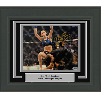 Framed Autographed/Signed Thug Rose Namajunas UFC MMA Ultimate Fighting 8x10 Photo Beckett BAS COA #2