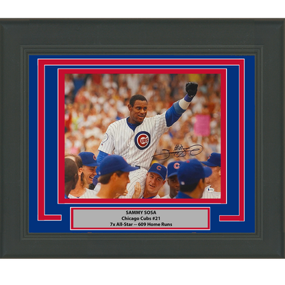 Framed Autographed/Signed Sammy Sosa Chicago Cubs 16x20 Baseball Photo Beckett BAS COA