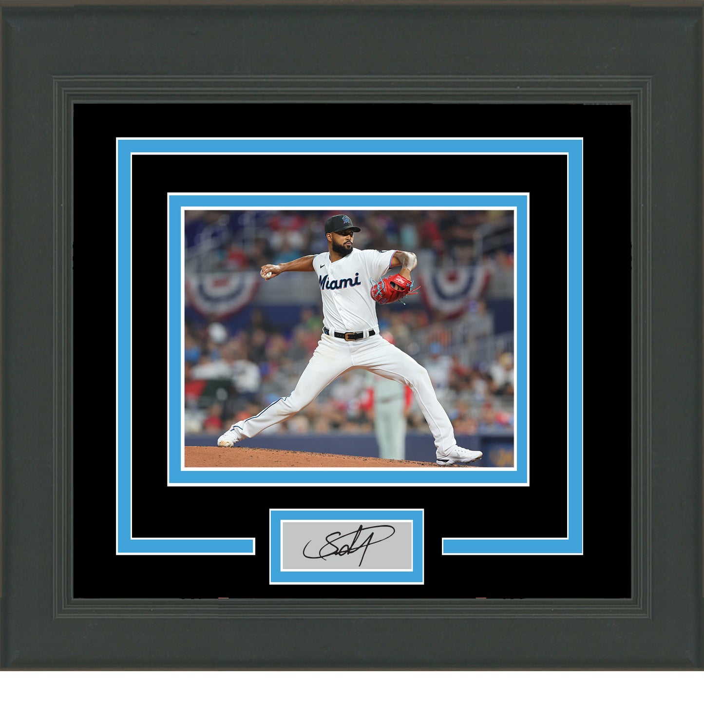 Framed Sandy Alcantara Facsimile Laser Engraved Signature Auto Miami Marlins 11x14 Baseball Photo