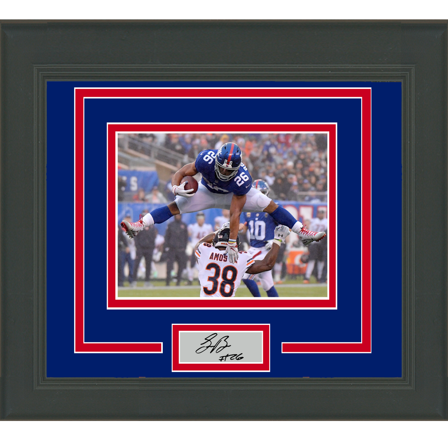 Framed Saquon Barkley Facsimile Laser Engraved Signature Auto New York Giants 11x14 Football Photo