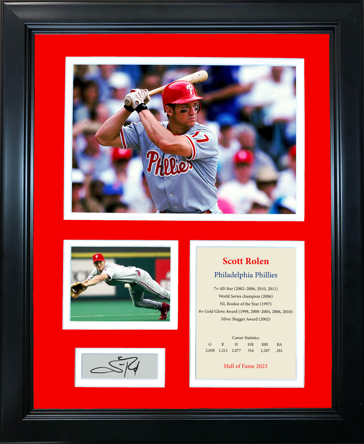 Framed Scott Rolen Hall of Fame Facsimile Laser Engraved Signature Auto Philadelphia Phillies 11"x14"Baseball Photo Sig Collage