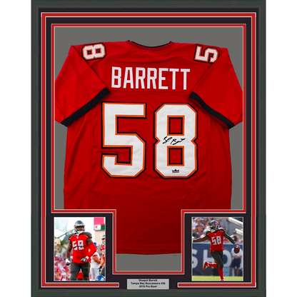Framed Facsimile Autographed Shaquil Shaq Barrett 35x39 Tampa Bay Red Reprint Laser Auto Football Jersey