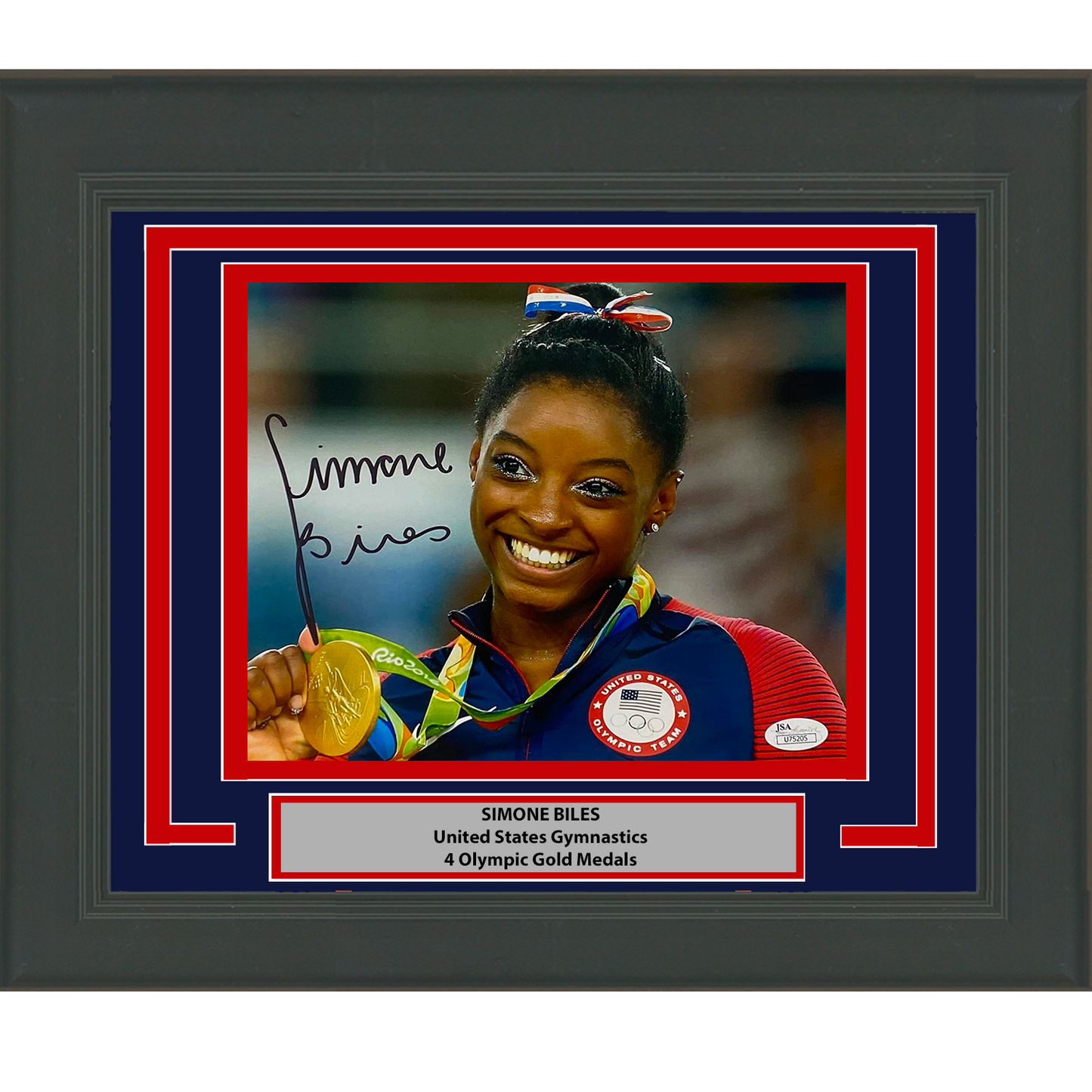 Framed Autographed/Signed Simone Biles Olympic Gymnast 8x10 Gymnastics Photo Beckett BAS COA #12