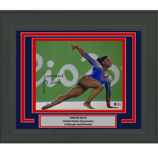 Framed Autographed/Signed Simone Biles Olympic Gymnast 8x10 Gymnastics Photo Beckett BAS COA #9