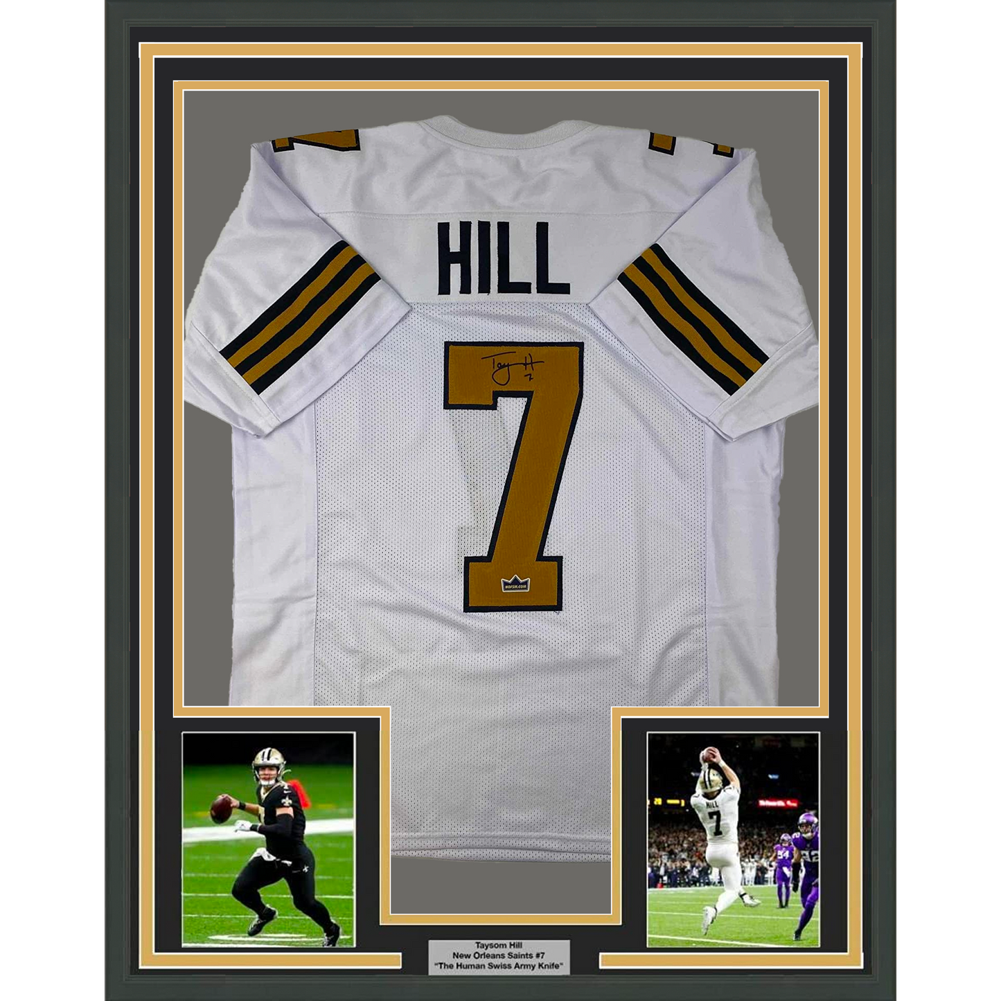 Framed Facsimile Autographed Taysom Hill 35x39 New Orleans Color Rush Reprint Laser Auto Football Jersey
