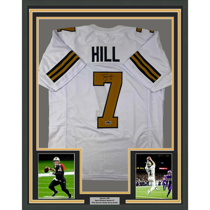 Framed Facsimile Autographed Taysom Hill 35x39 New Orleans Color Rush Reprint Laser Auto Football Jersey