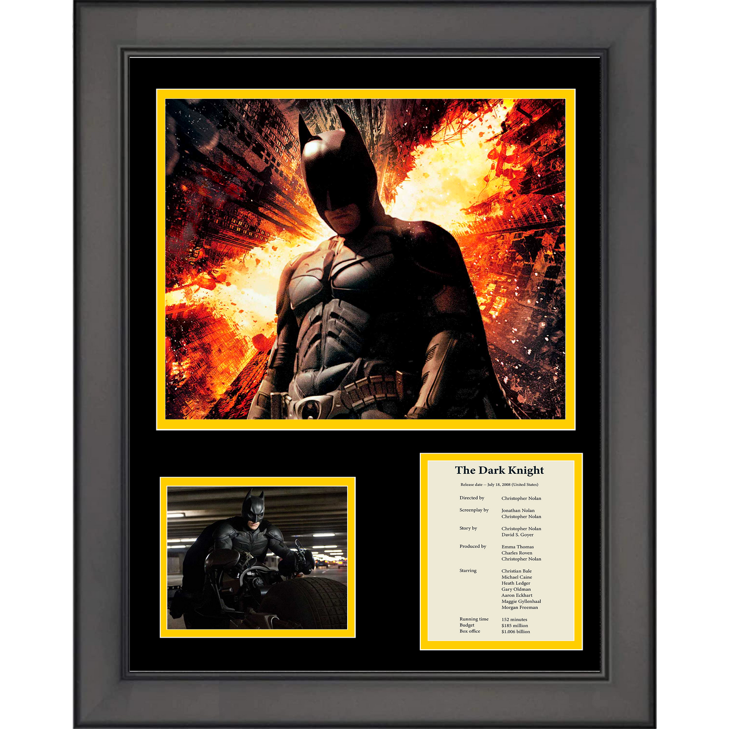 Framed Batman The Dark Knight Christian Bale Movie 11"x14" Three Photo Collage