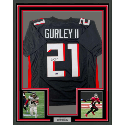 Framed Facsimile Autographed Todd Gurley II 35x39 Atlanta Black Reprint Laser Auto Football Jersey