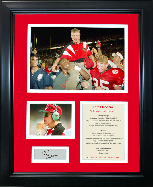 Framed Tom Osborne Hall of Fame Facsimile Laser Engraved Signature Auto Nebraska Cornhuskers 11"x14" College Football Photo Sig Collage
