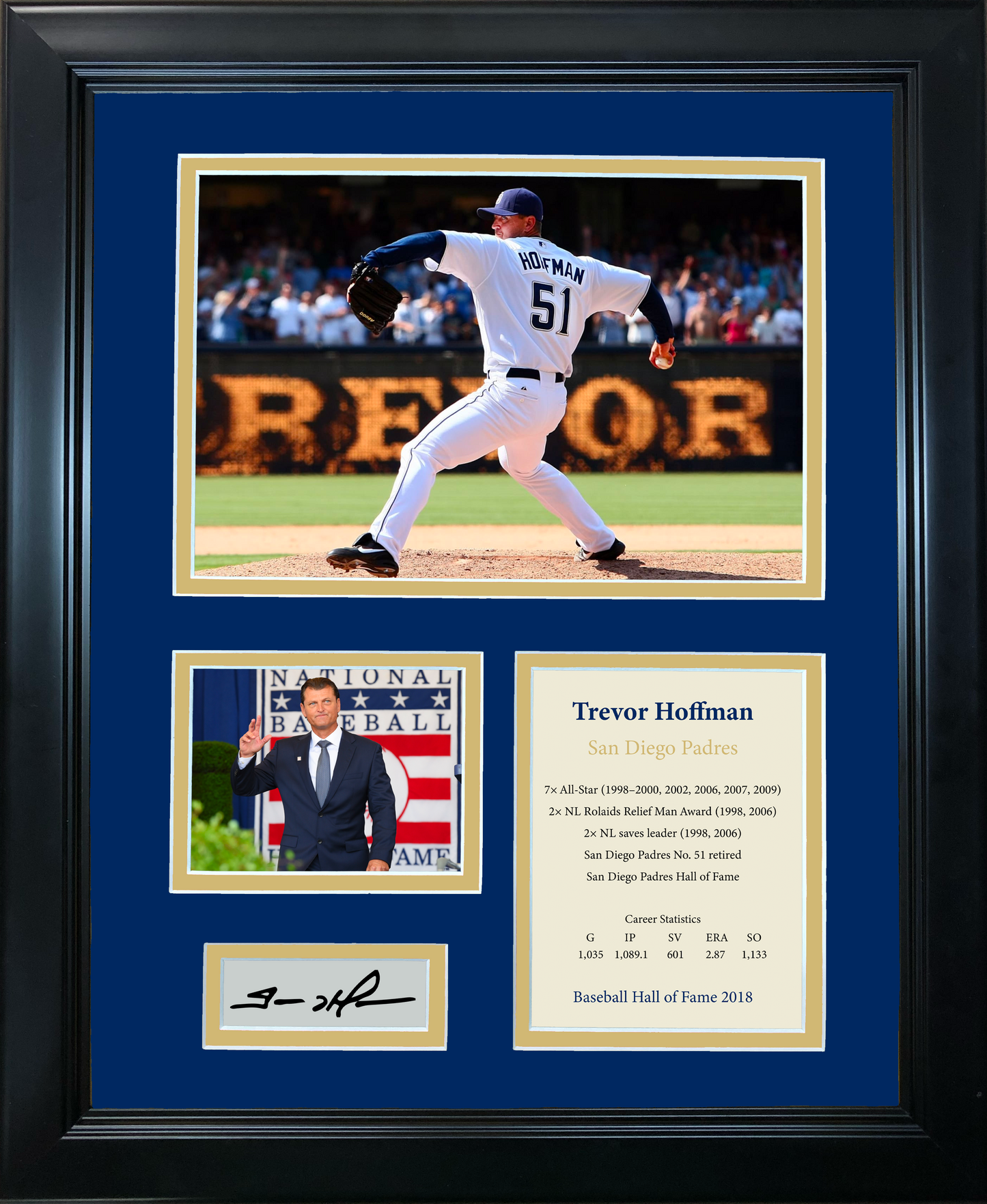 Framed Trevor Hoffman Hall of Fame Facsimile Laser Engraved Signature Auto San Diego Padres Baseball 11"x14" Photo Sig Collage