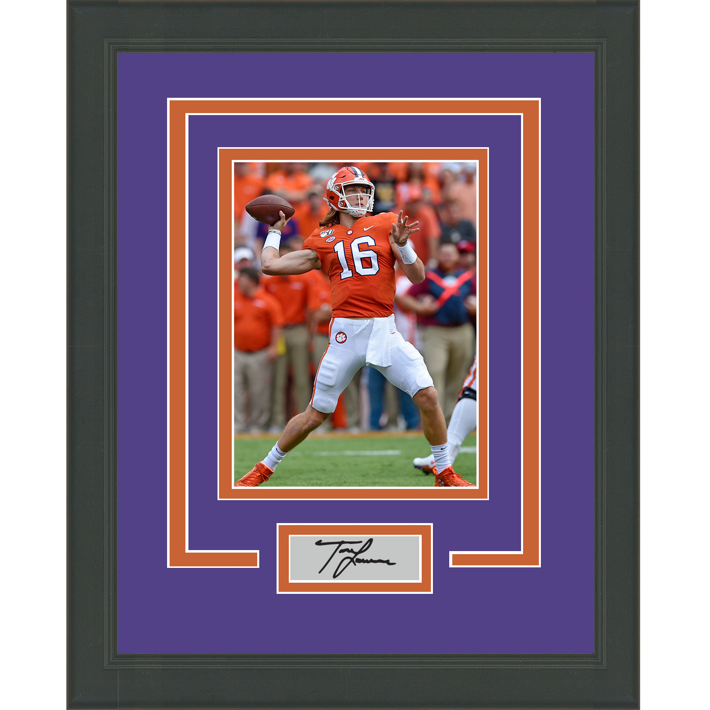 Framed Trevor Lawrence Facsimile Laser Engraved Signature Auto Clemson Tigers 11x14 Football Photo