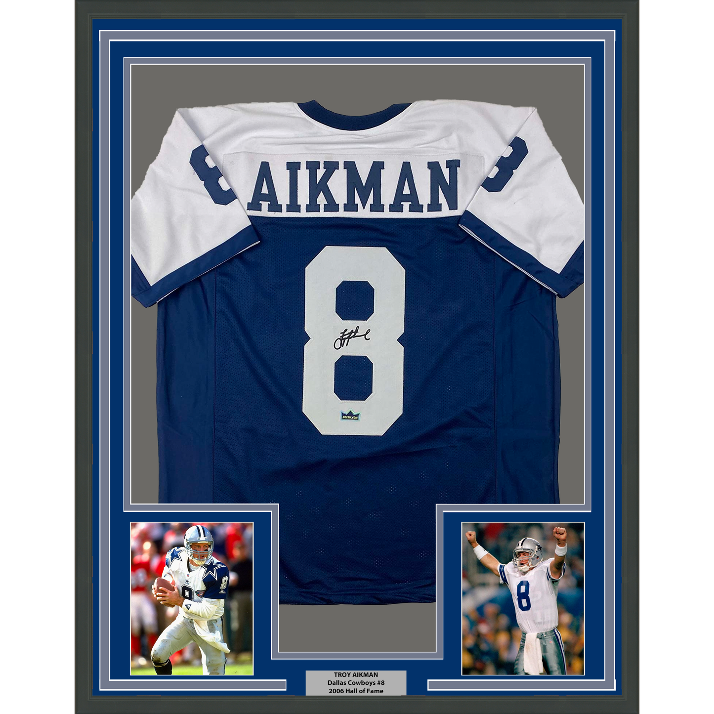Framed Facsimile Autographed Troy Aikman 35x39 Dallas Thanksgiving Day Reprint Laser Auto Football Jersey Size Men's XL