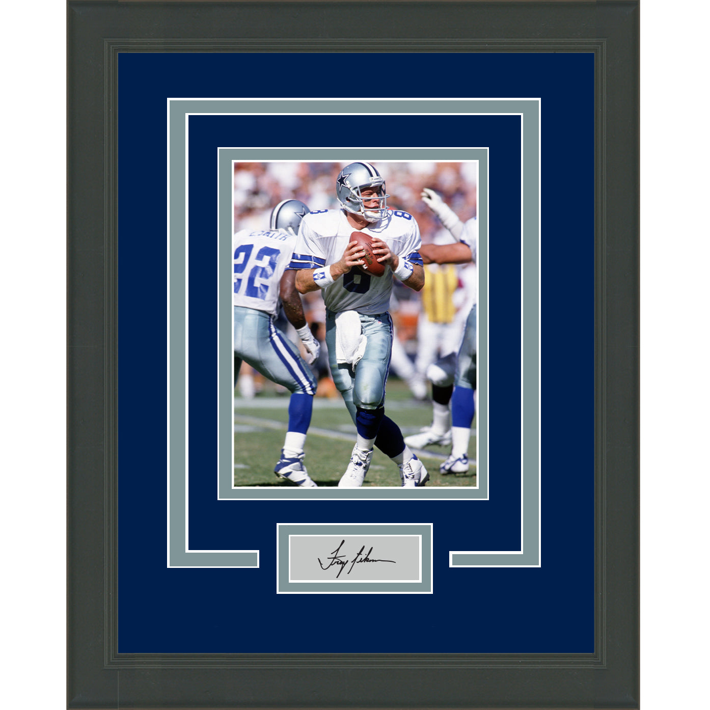 Framed Troy Aikman Facsimile Laser Engraved Signature Auto Dallas Cowboys 11x14 Football Photo