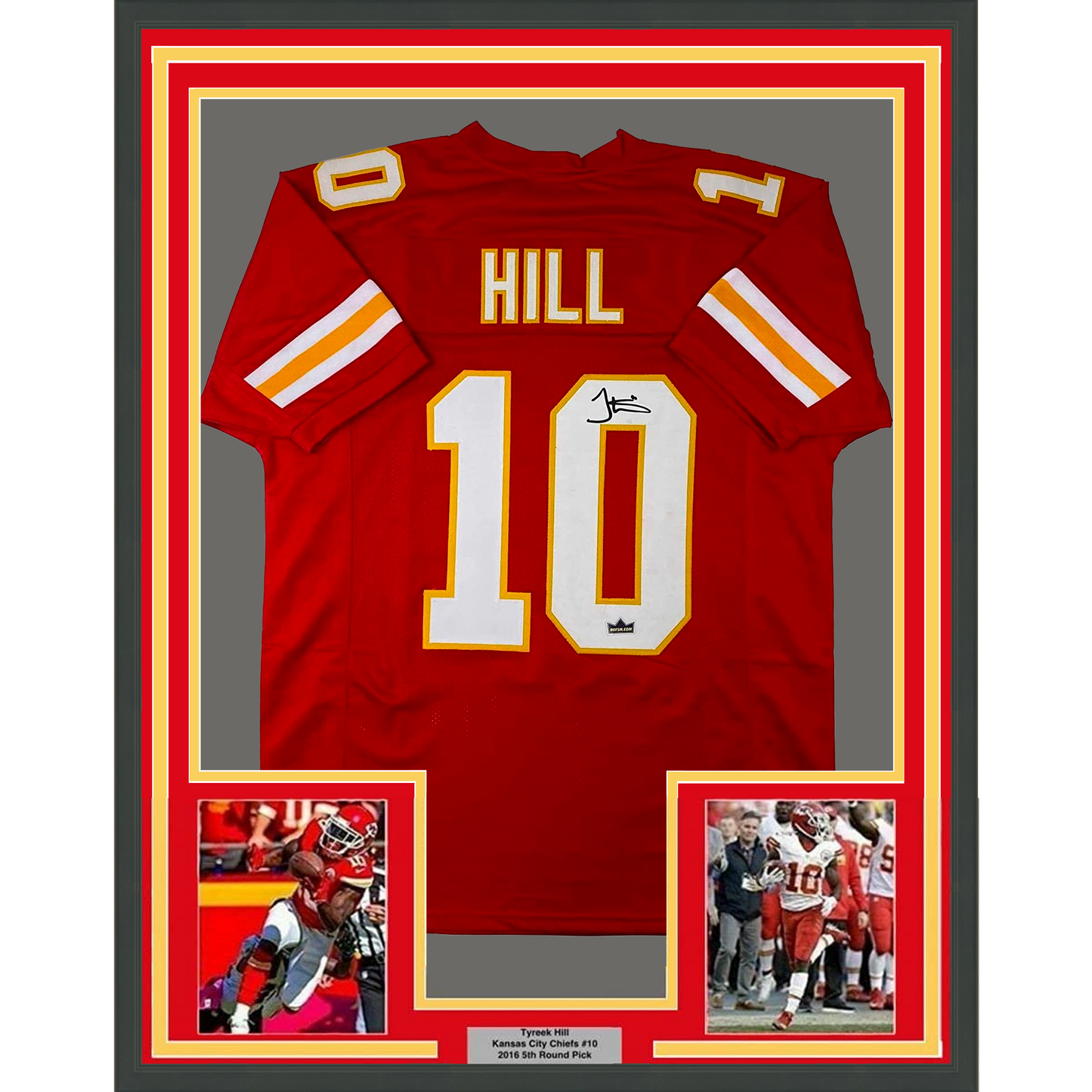 Framed Facsimile Autographed Tyreek Hill 35x39 Kansas City Red Reprint Laser Auto Football Jersey Size Men's XL
