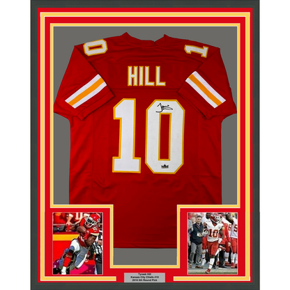 Framed Facsimile Autographed Tyreek Hill 35x39 Kansas City Red Reprint Laser Auto Football Jersey Size Men's XL