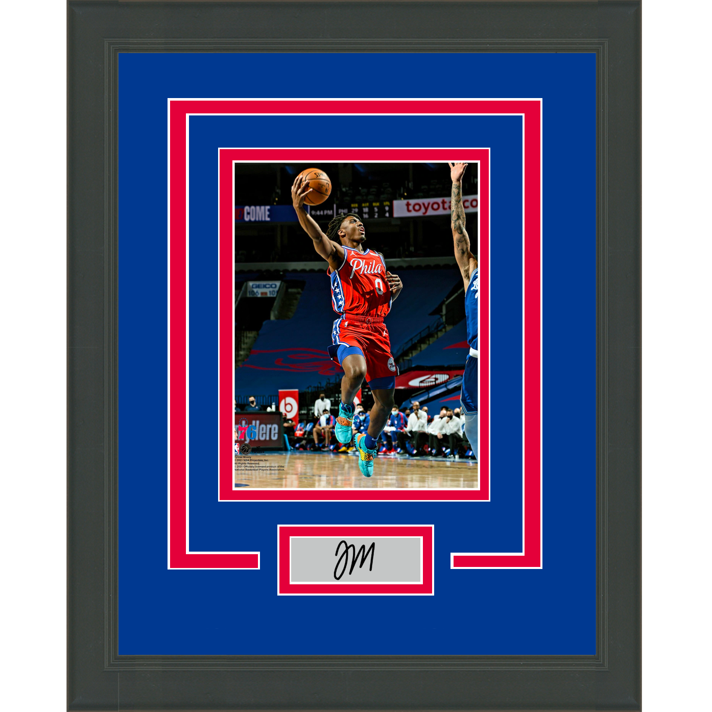 Framed Tyrese Maxey Facsimile Laser Engraved Signature Auto Philadelphia 76ers 11x14 Basketball Photo