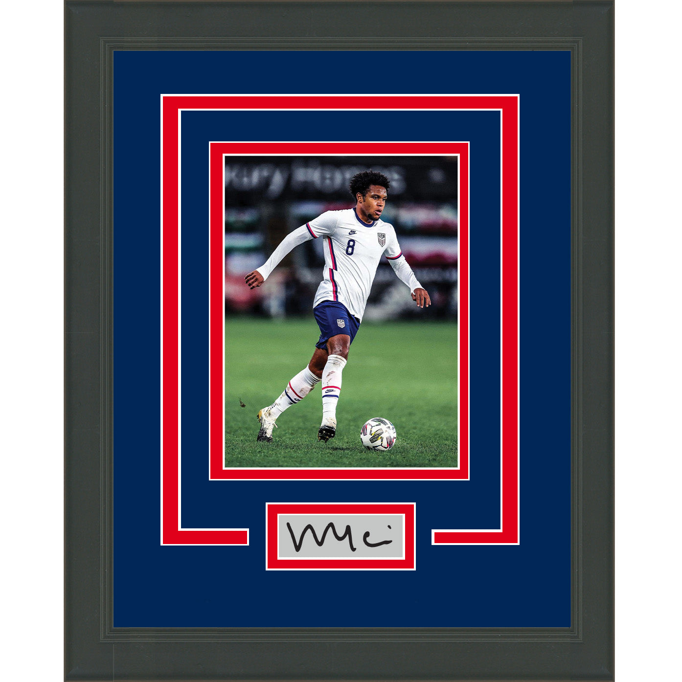 Framed Weston McKennie Facsimile Laser Engraved Signature Auto Team USA 11x14 Soccer Futbol Photo