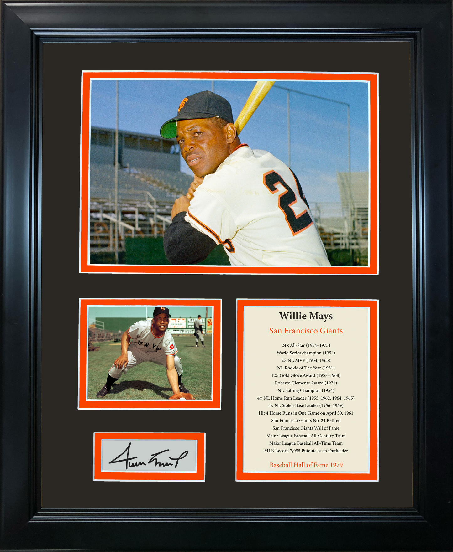 Framed Willie Mays Hall of Fame Facsimile Laser Engraved Signature Auto San Francisco Giants Baseball 11"x14" Photo Sig Collage
