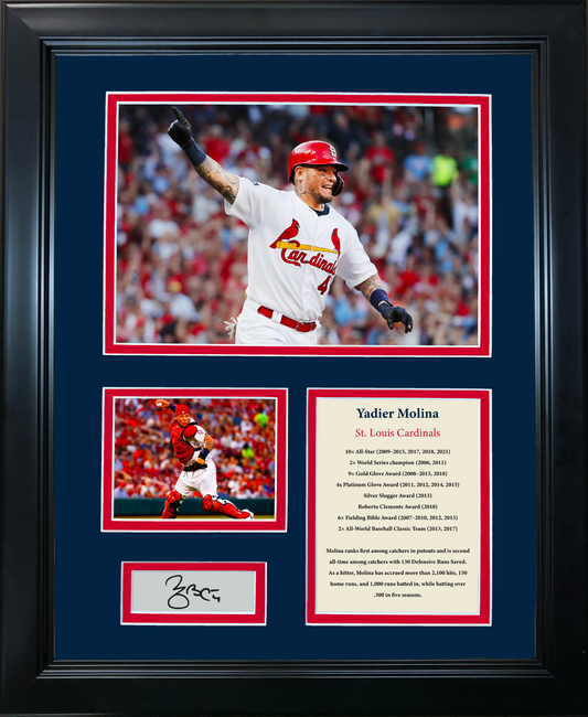 Framed Yadier Molina Facsimile Laser Engraved Signature Auto St. Louis Cardinals Baseball 11"x14" Photo Sig Collage