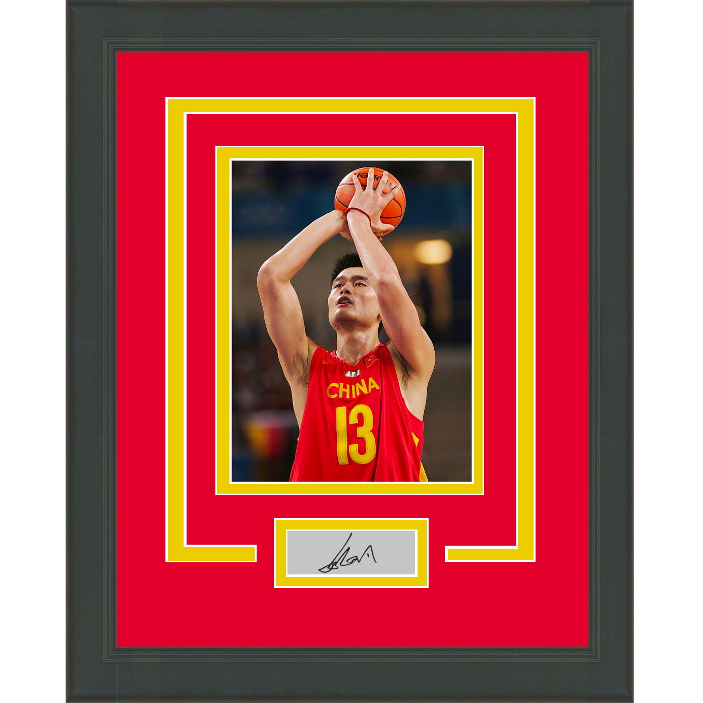 Framed Yao Ming Facsimile Laser Engraved Signature Auto China Olympics 11x14 Basketball Photo