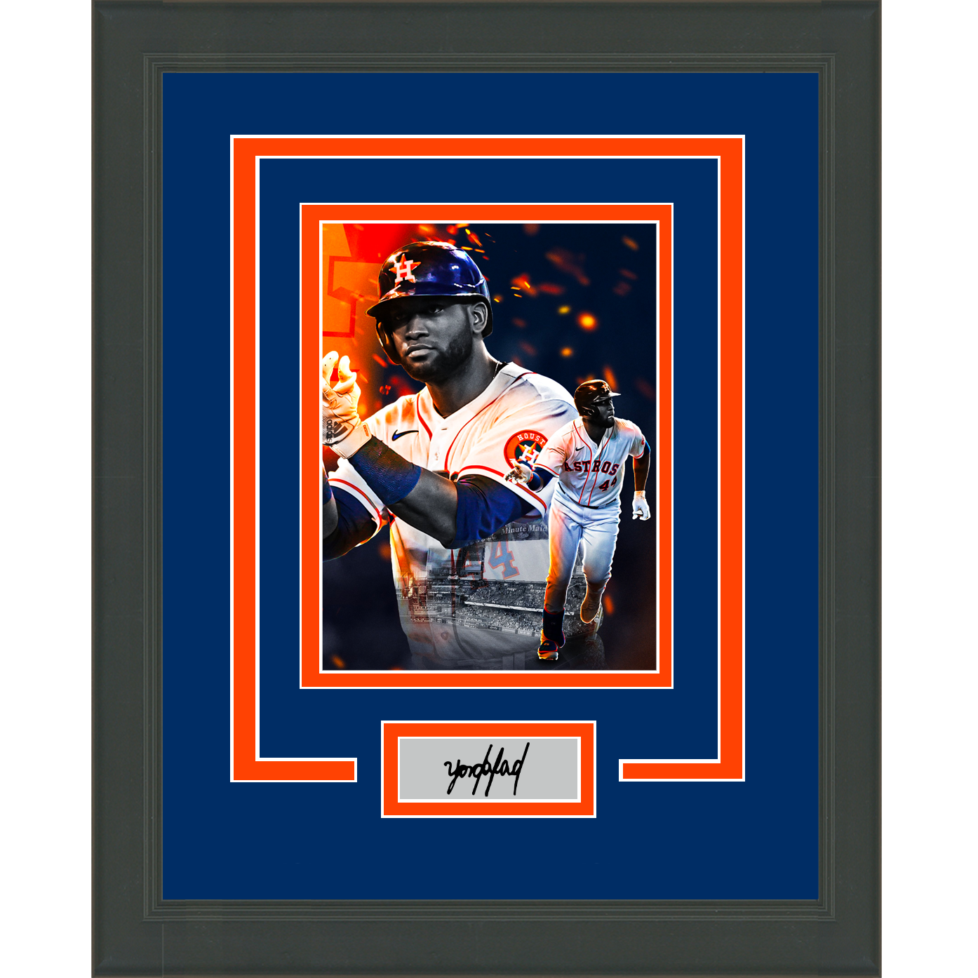 Framed Yordan Alvarez Facsimile Laser Engraved Signature Auto Houston Astros 11x14 Baseball Photo