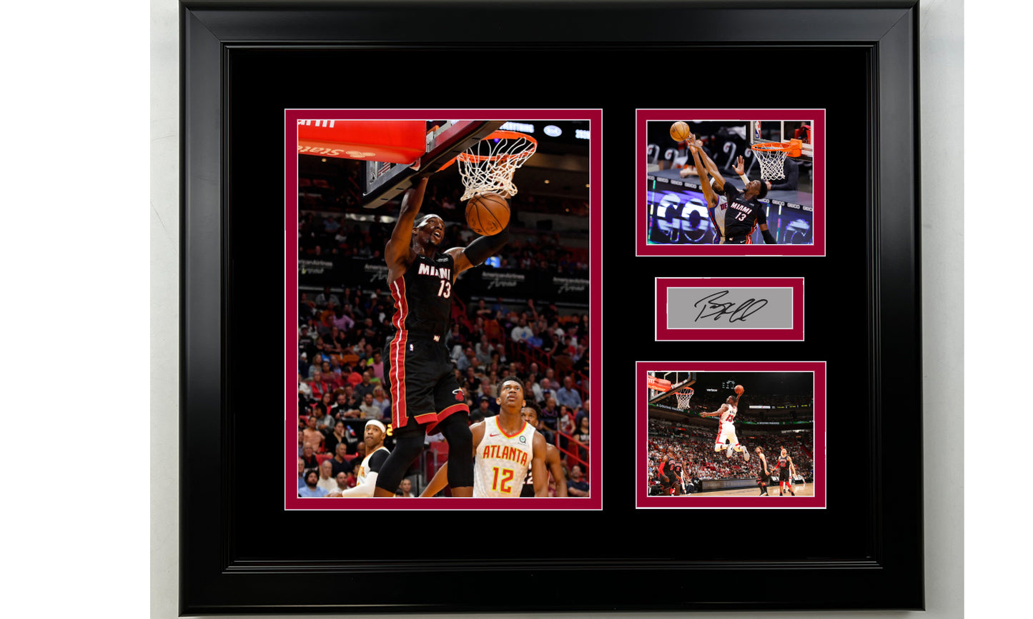 Framed Bam Adebayo Miami Heat Facsimile Laser Engraved Signature Basketball 14x11 3 Photo Collage