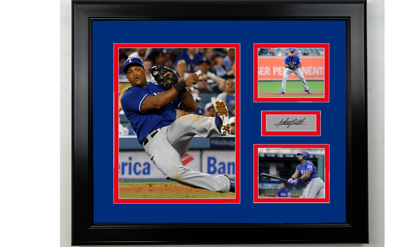 Framed Adrian Beltre Texas Rangers Facsimile Laser Engraved Signature Baseball 14x11 3 Photo Collage