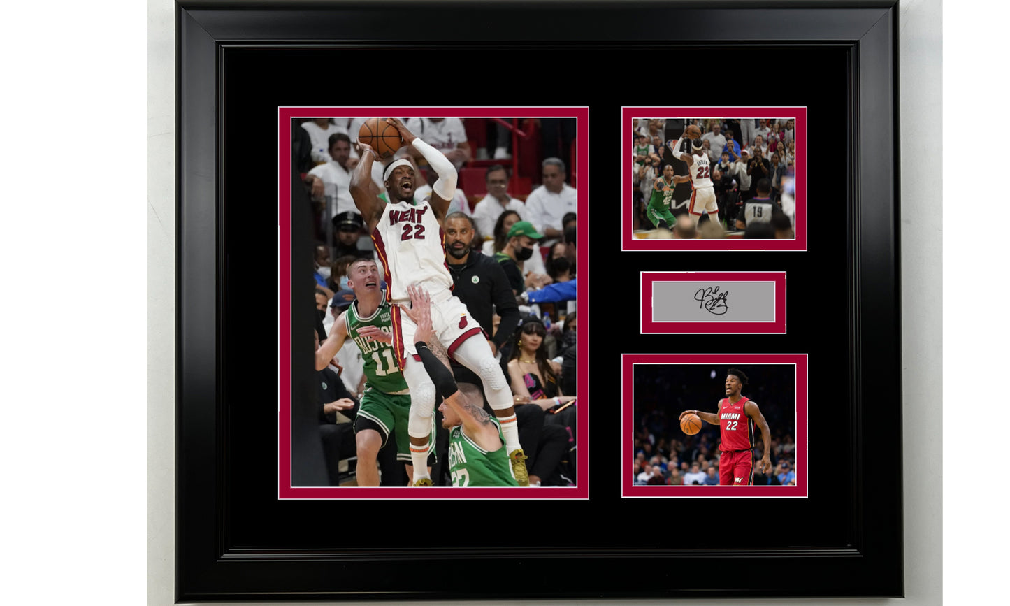 Framed Jimmy Butler Miami Heat Facsimile Laser Engraved Signature Basketball 14x11 3 Photo Collage