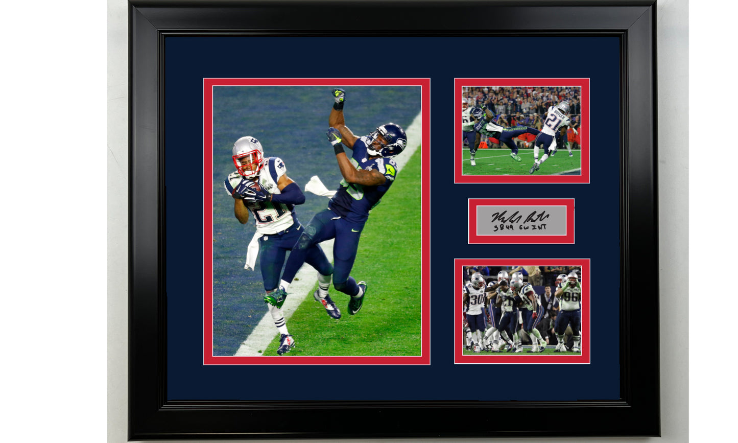 Framed Malcolm Butler Super Bowl Interception New England Patriots Facsimile Laser Engraved Signature 14x11 3 Photo Collage