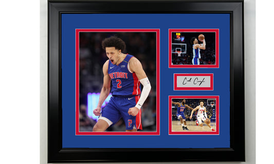 Framed Cade Cunningham Detroit Pistons Facsimile Laser Engraved Signature Basketball 14x11 3 Photo Collage