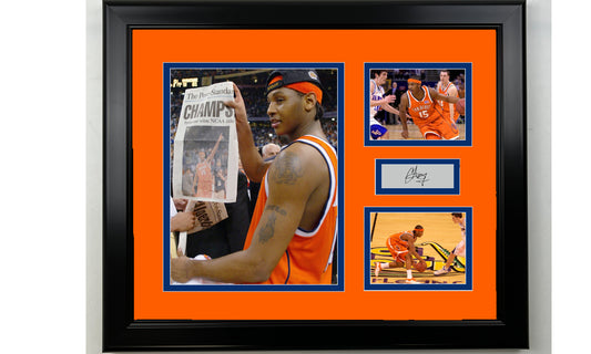 Framed Carmelo Anthony Syracuse Orange Facsimile Laser Engraved Signature NCAA Basketball 14x11 3 Photo Collage