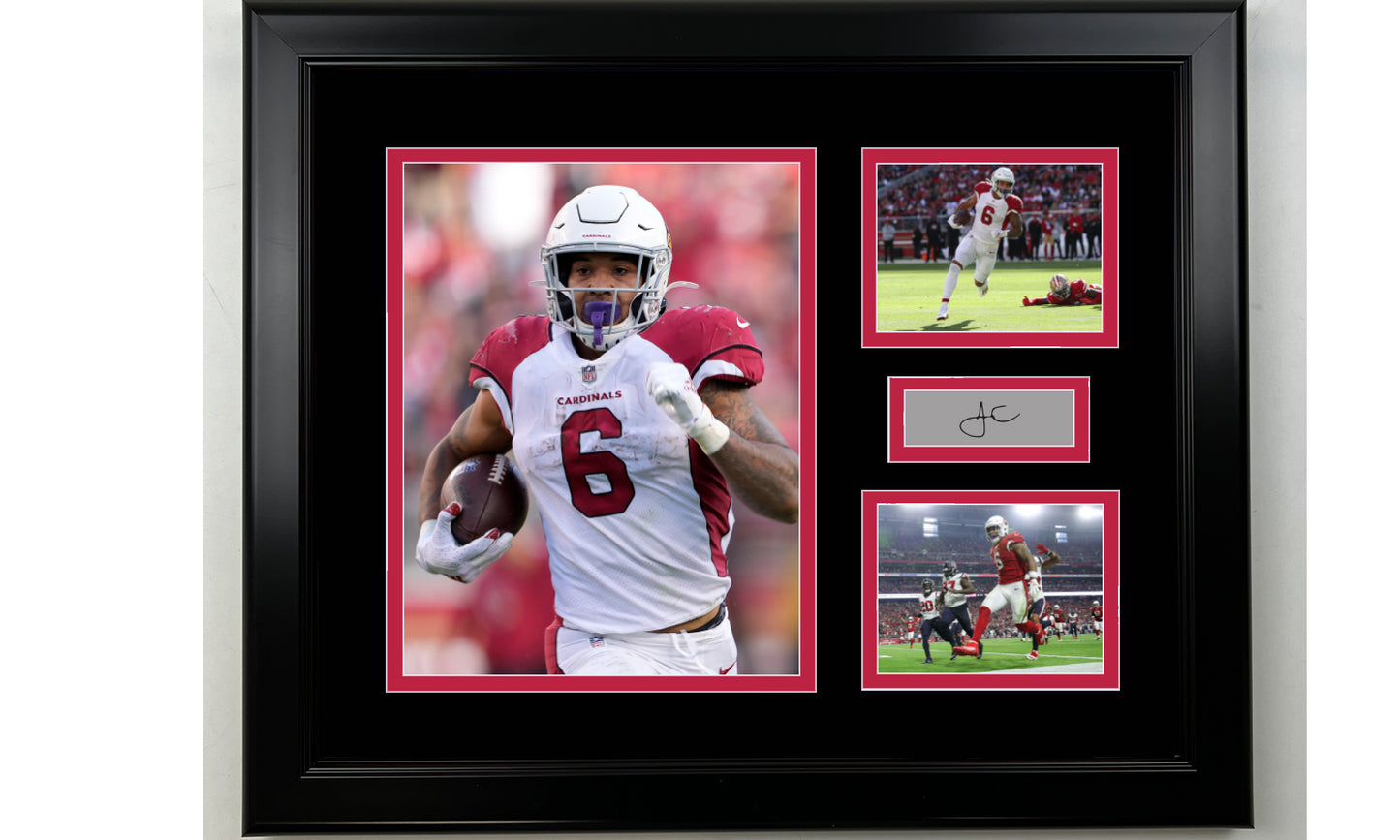 Framed James Conner Arizona Cardinals Facsimile Laser Engraved Signature Football 14x11 3 Photo Collage