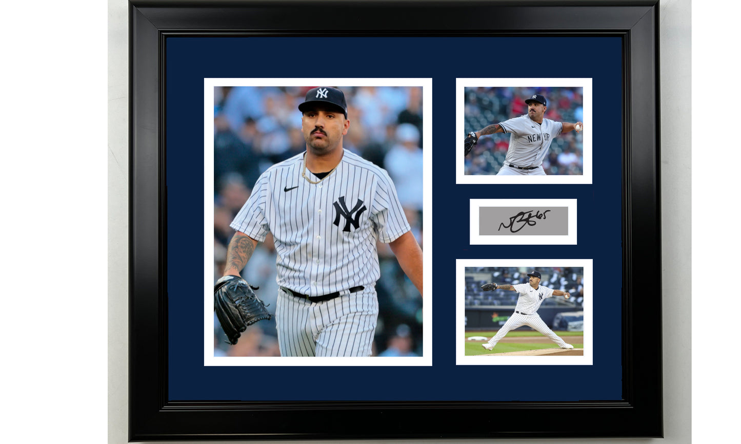 Framed Nestor Cortes Jr. New York Yankees Facsimile Laser Engraved Signature Baseball 14x11 3 Photo Collage