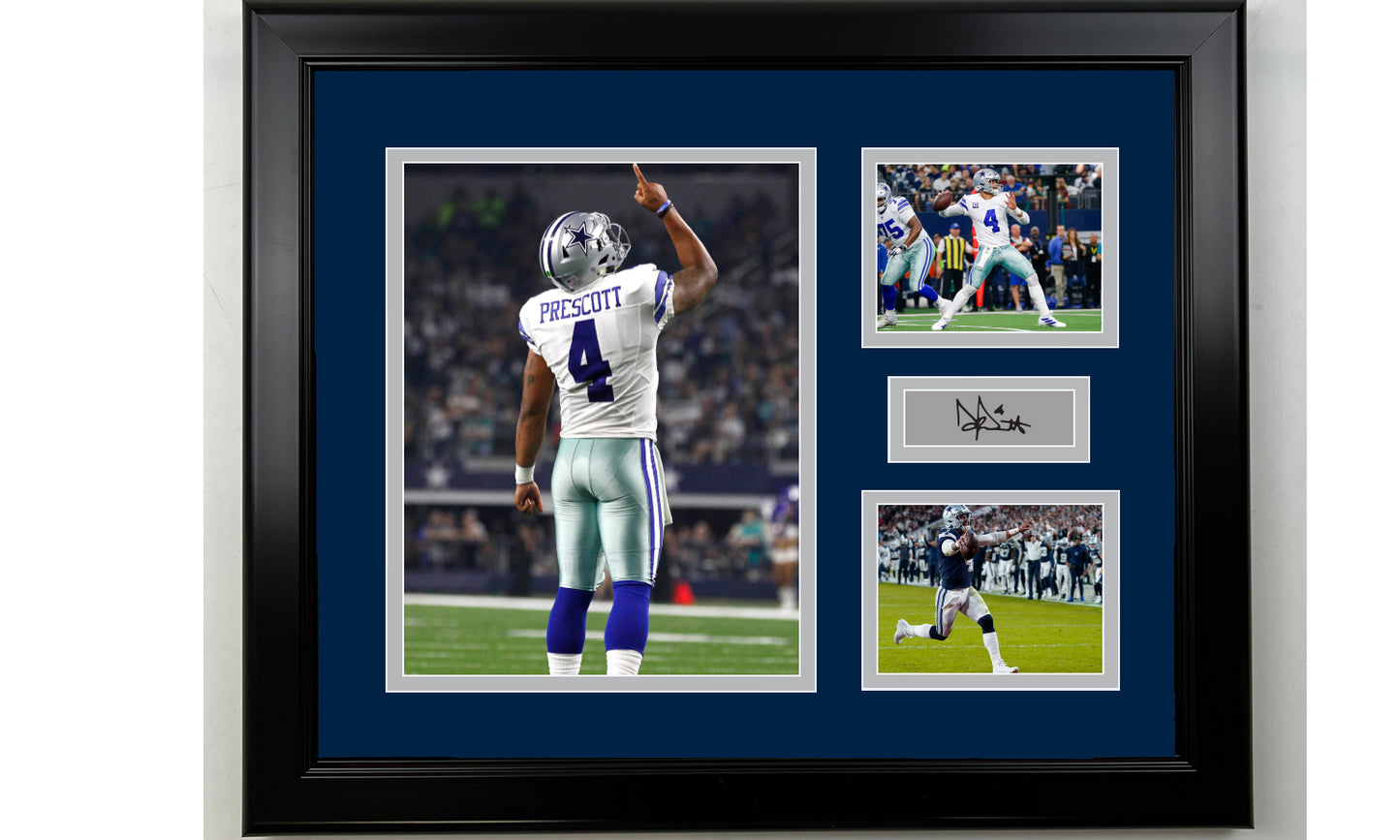 Framed Dak Prescott Dallas Cowboys Facsimile Laser Engraved Signature Football 14x11 3 Photo Collage