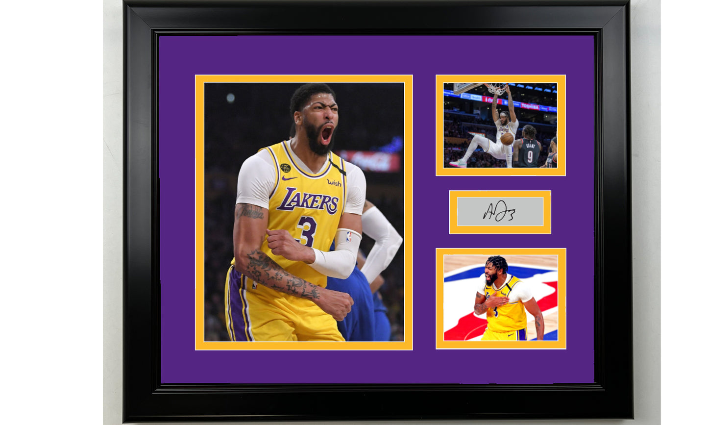 Framed Anthony Davis Los Angeles Lakers Facsimile Laser Engraved Signature Basketball 14x11 3 Photo Collage