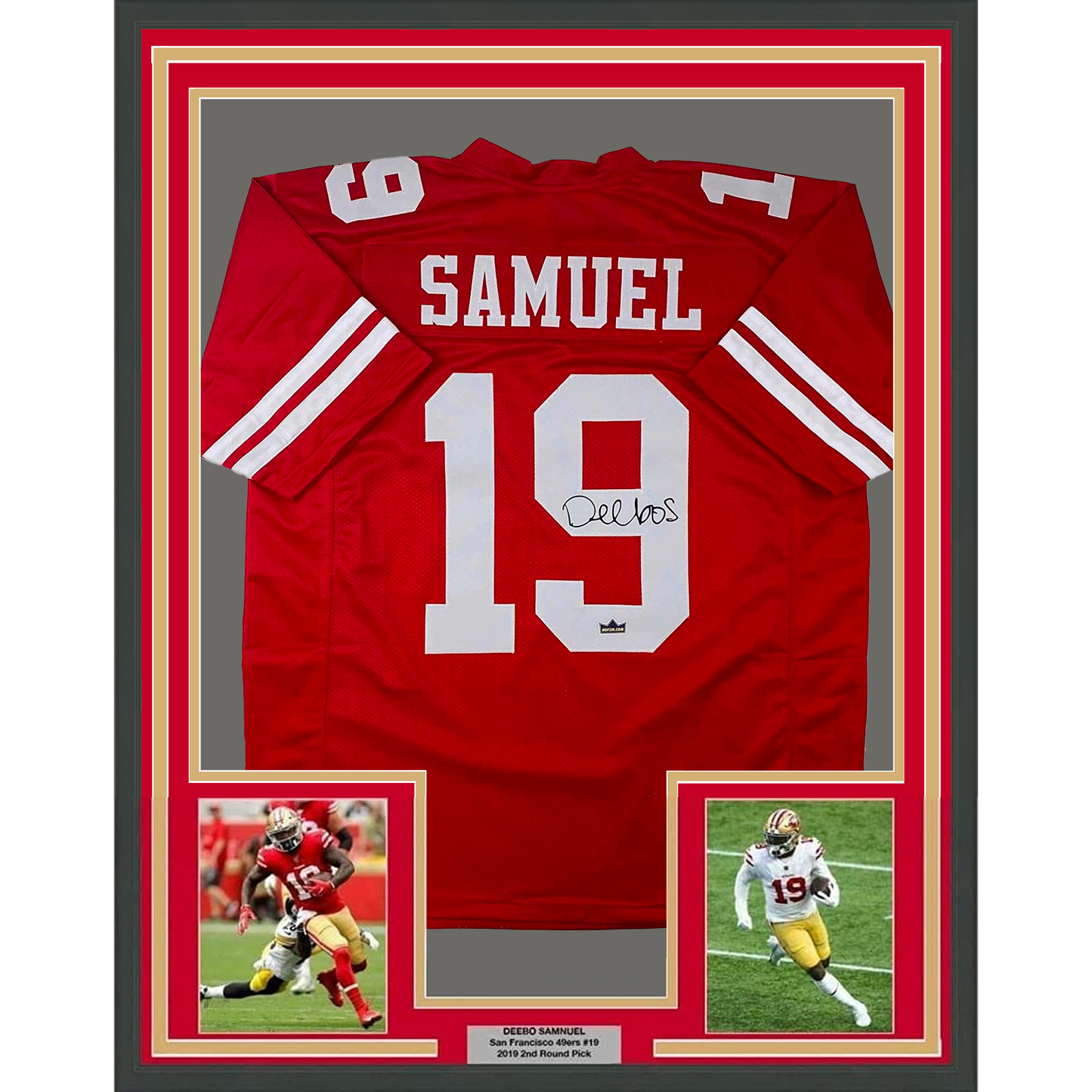 Framed Facsimile Autographed Deebo Samuel 35x39 San Francisco Red Reprint Laser Auto Football Jersey