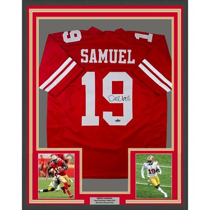 Framed Facsimile Autographed Deebo Samuel 35x39 San Francisco Red Reprint Laser Auto Football Jersey