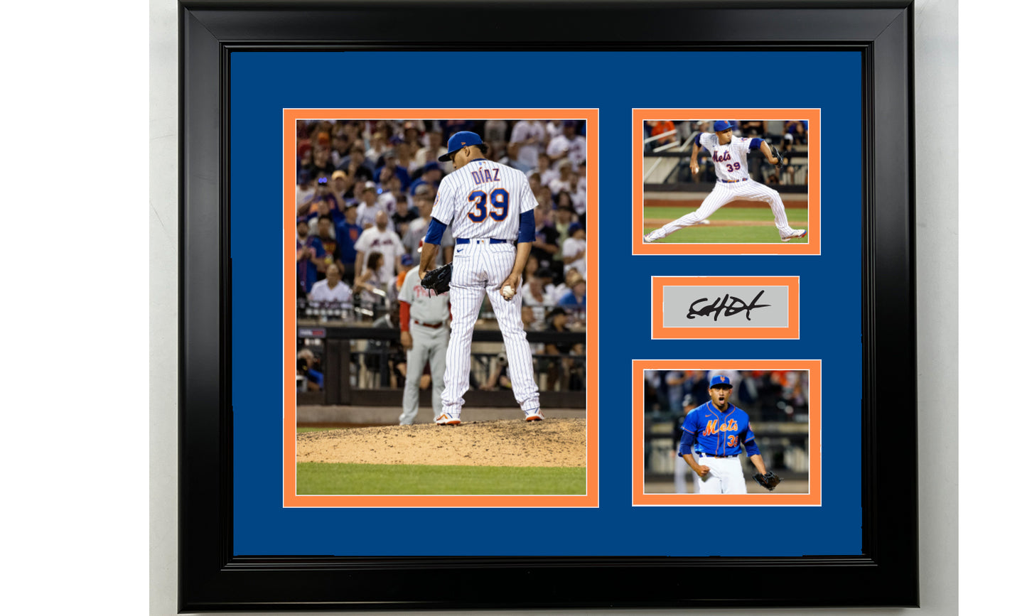 Framed Edwin Diaz New York Mets Facsimile Laser Engraved Signature Baseball 14x11 3 Photo Collage