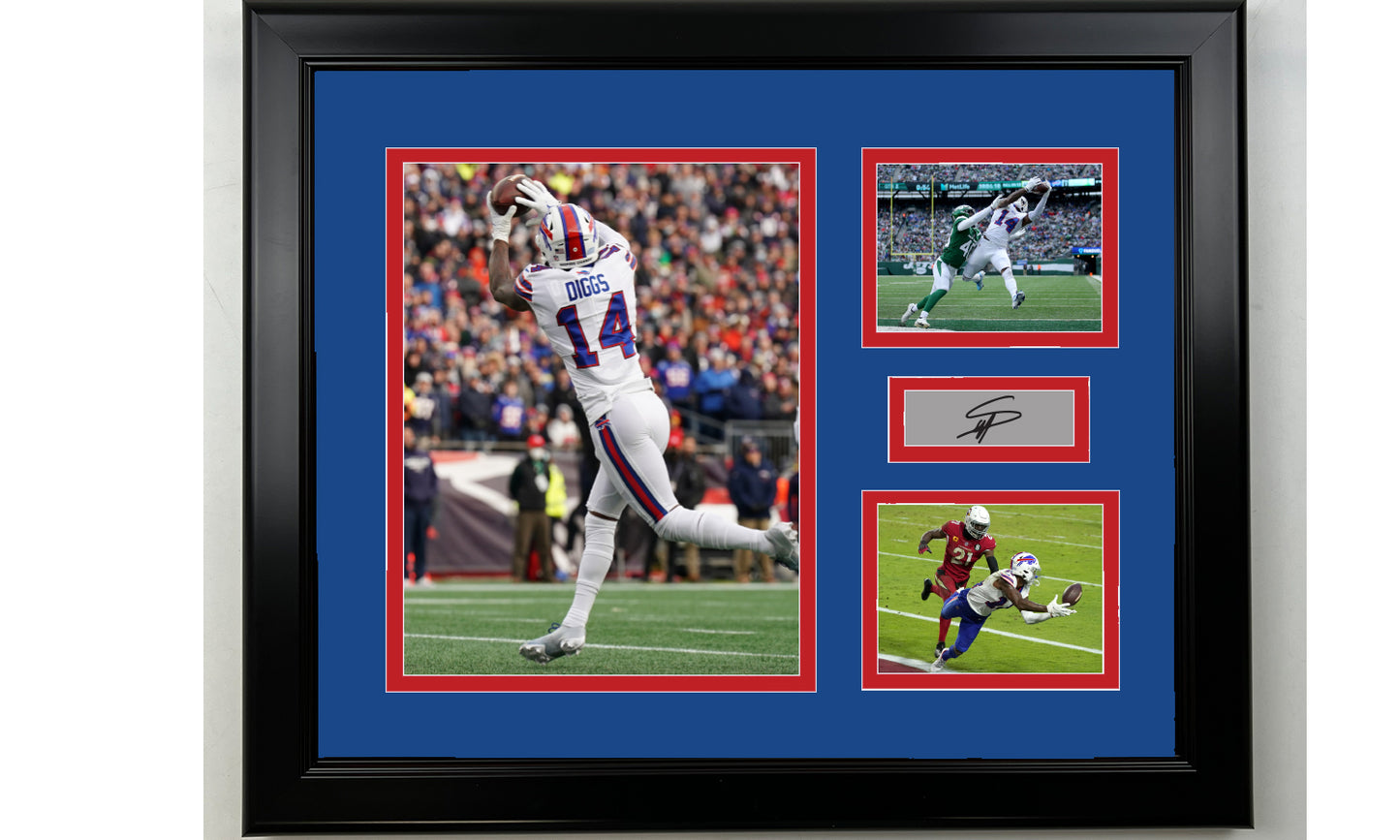 Framed Stefon Diggs Buffalo Bills Facsimile Laser Engraved Signature Football 14x11 3 Photo Collage