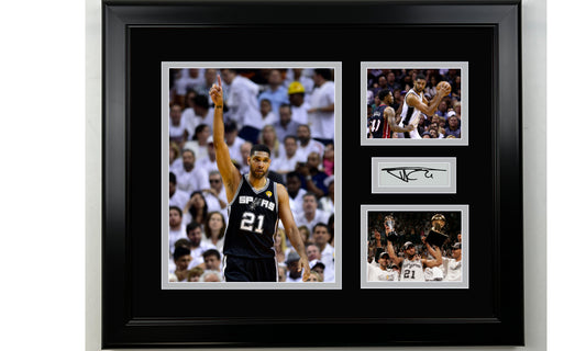 Framed Tim Duncan San Antonio Spurs Facsimile Laser Engraved Signature Basketball 14x11 3 Photo Collage