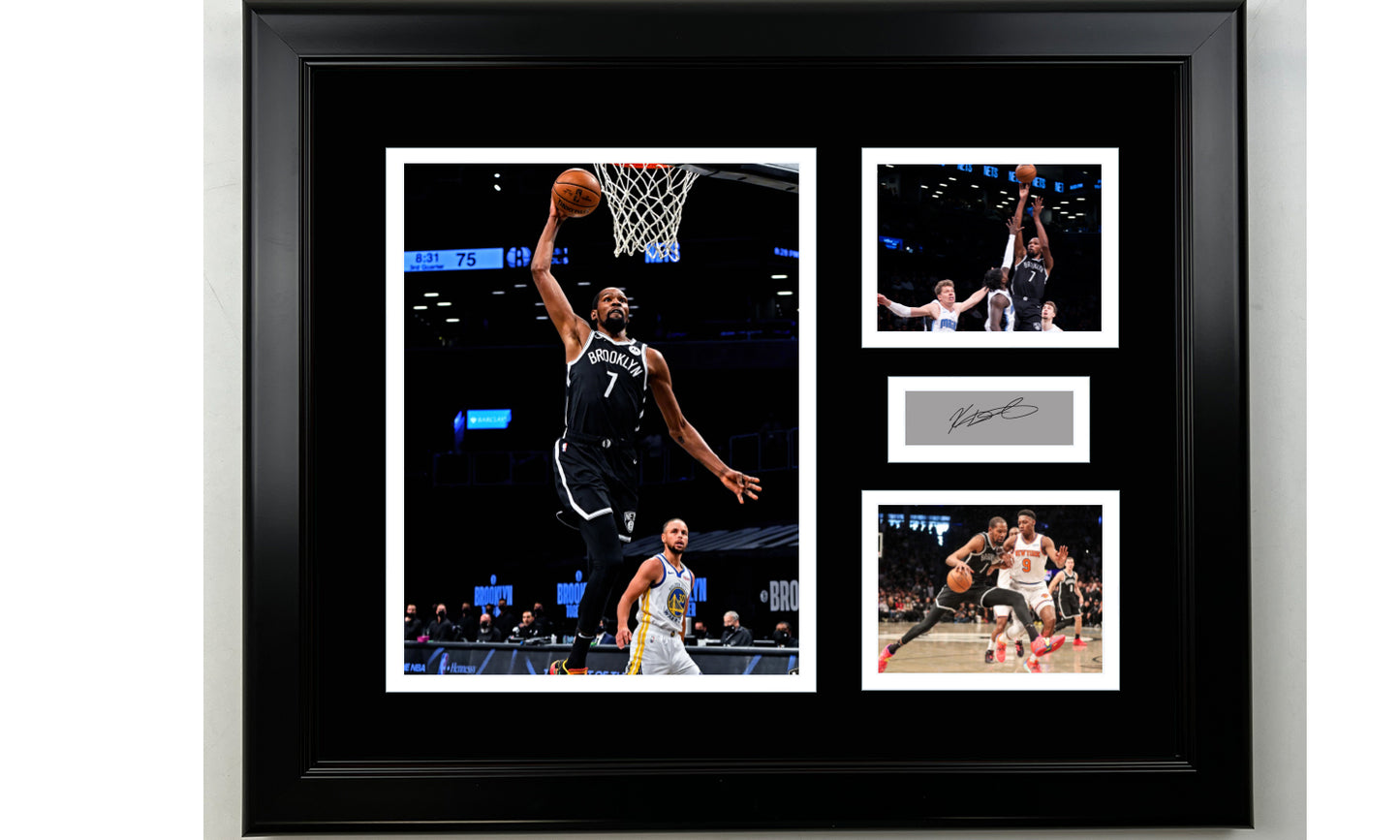 Framed Kevin Durant Brooklyn Nets Facsimile Laser Engraved Signature Basketball 14x11 3 Photo Collage