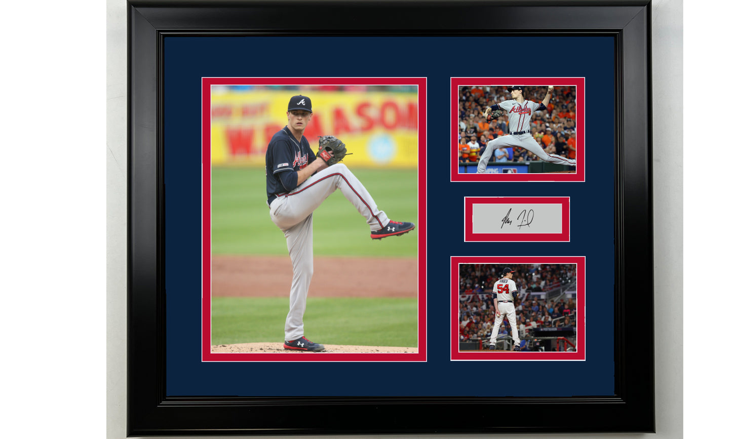Framed Max Fried Atlanta Braves Facsimile Laser Engraved Signature Baseball 14x11 3 Photo Collage