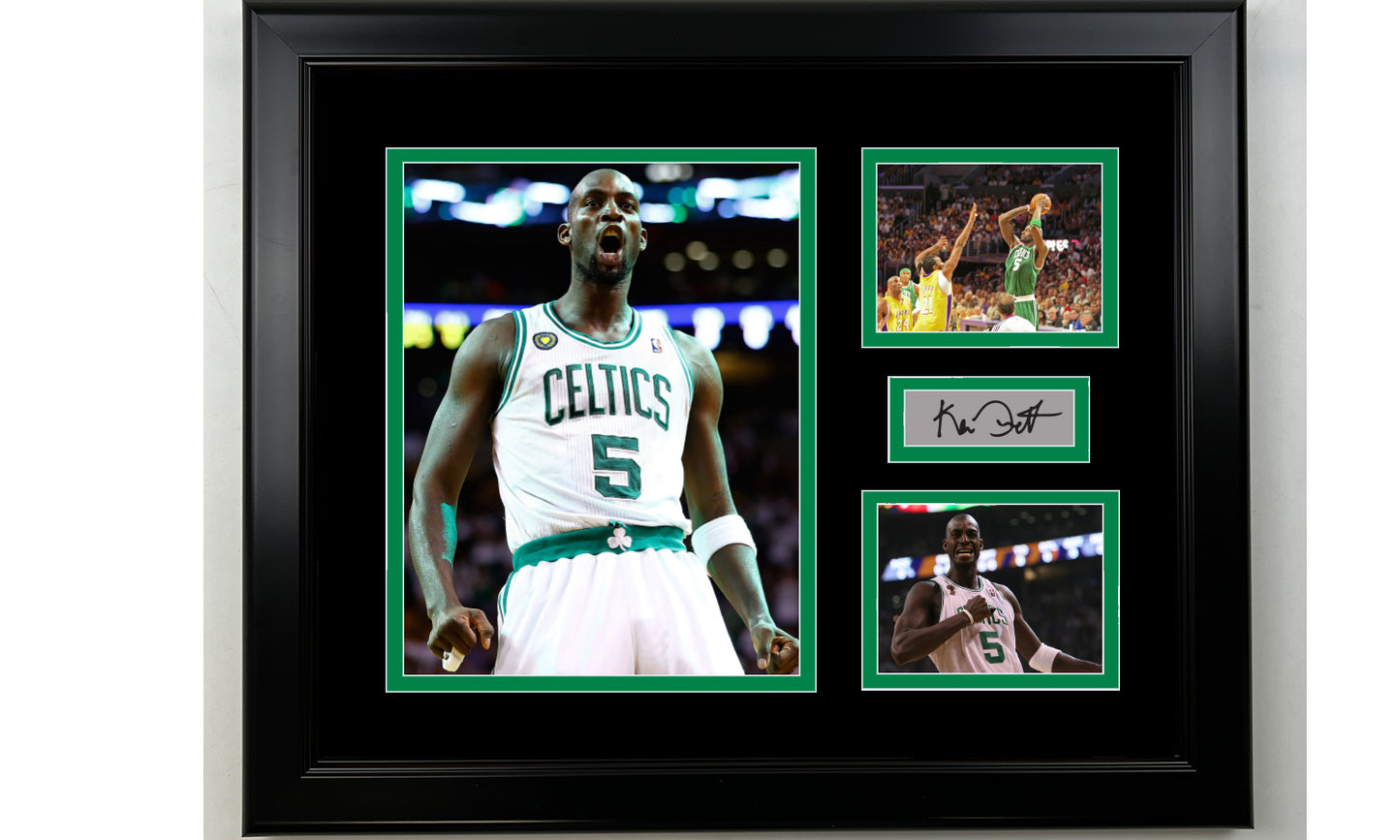 Framed Kevin Garnett Boston Celtics Facsimile Laser Engraved Signature Basketball 14x11 3 Photo Collage