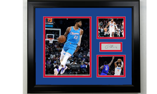 Framed Paul George Los Angeles Clippers Facsimile Laser Engraved Signature Basketball 14x11 3 Photo Collage