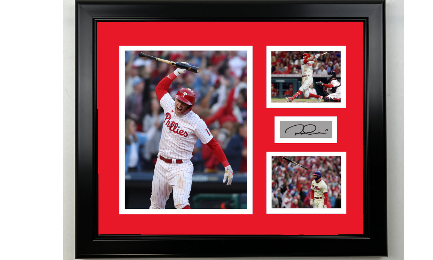 Framed Rhys Hoskins Philadelphia Phillies Facsimile Laser Engraved Signature Baseball 14x11 3 Photo Collage