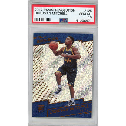 Graded 2017-18 Panini Revolution Donovan Mitchell #125 Rookie RC Basketball Card PSA 10 Gem Mint