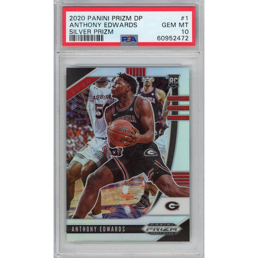 Graded 2020 Panini Prizm DP Anthony Edwards #1 Silver Rookie RC Basketball Card PSA 10 Gem Mint